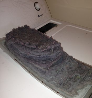 dryer lint inside the dryer lint exhaust chute